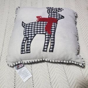 Christmas Plaid Reindeer Wool Blend Throwpillow